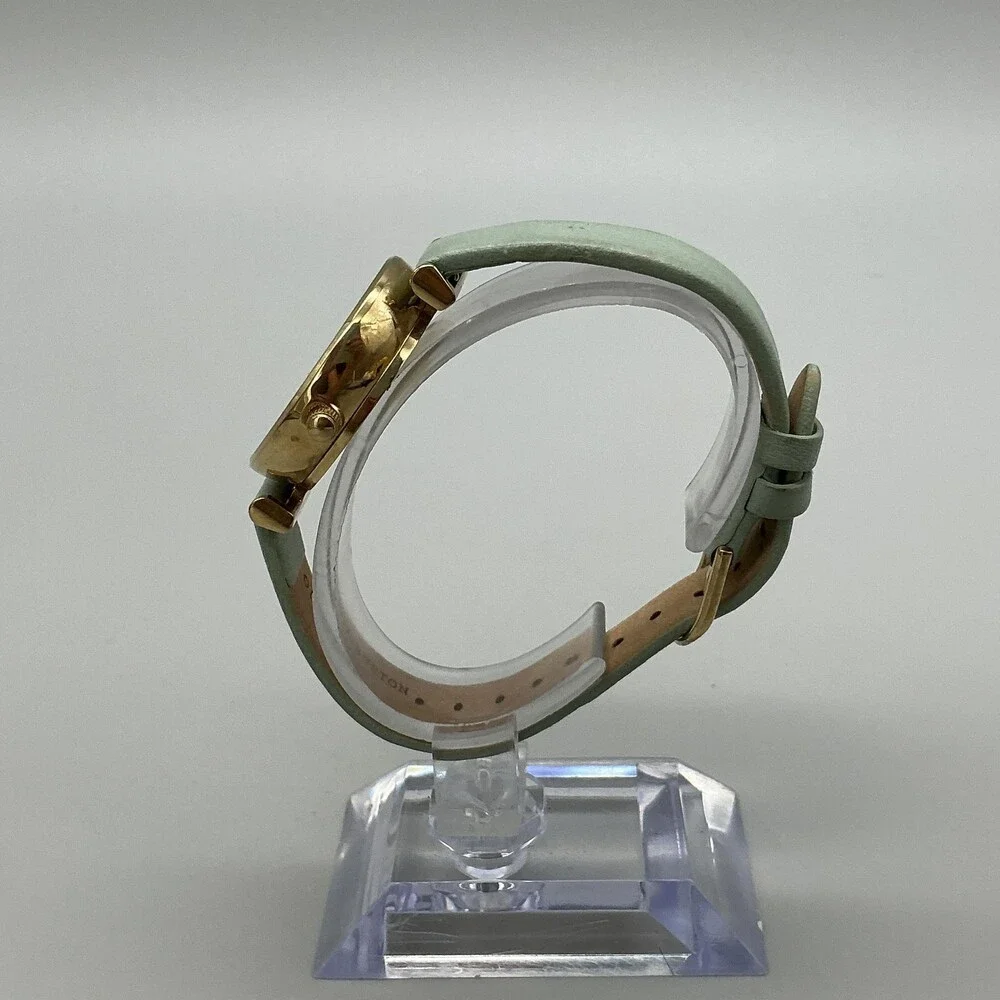 Olivia Burton Womens Watch 29mm Bee Logo Mint Green Leather Gold Tone New Batt
